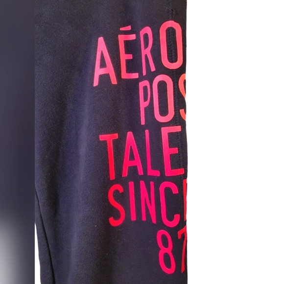 Aeropostale Joggers Lounge Pants Medium Navy Blue Pink 💕 - Picture 3 of 5